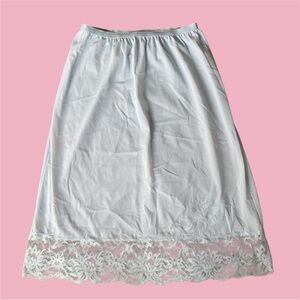 Vintage Vanity Fair Baby Blue Slip Skirt with Lace Details